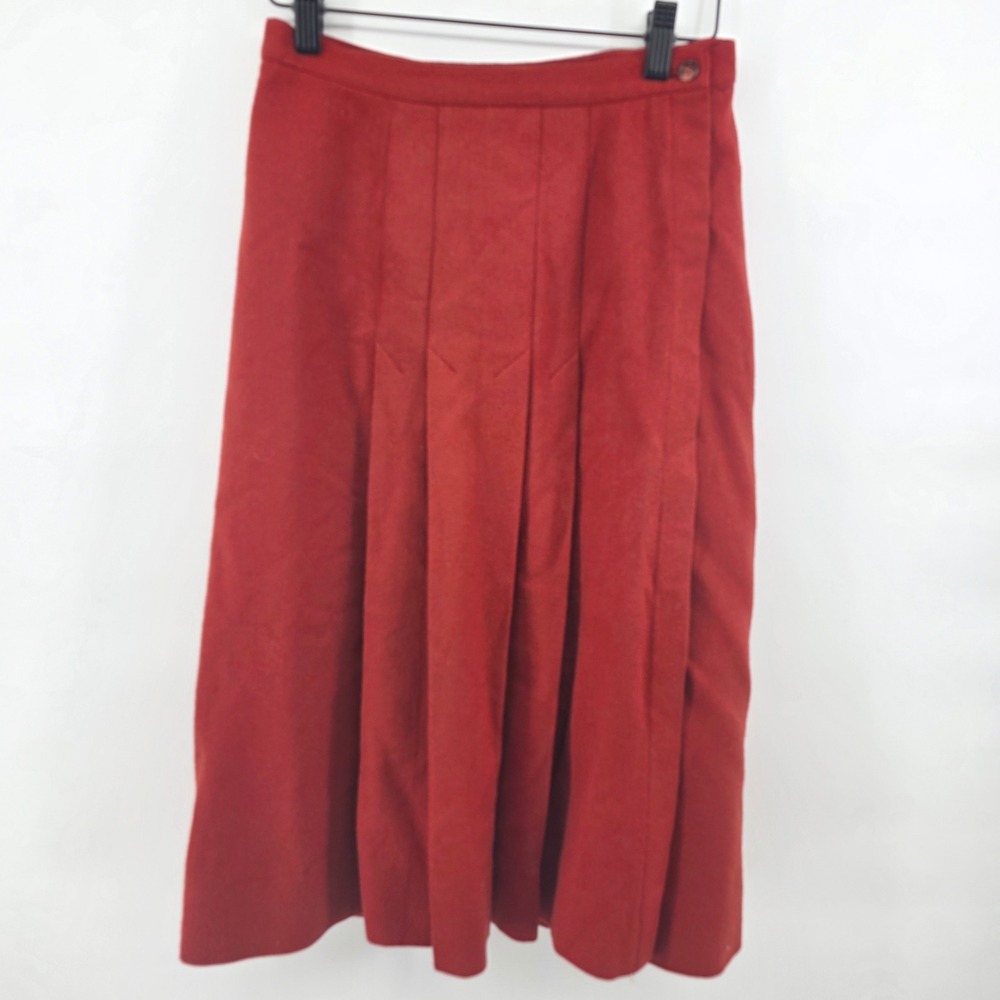 Liz Claiborne Vintage Red Wool Blend Pleated Midi Skirt Size 8‎ Dark Academia